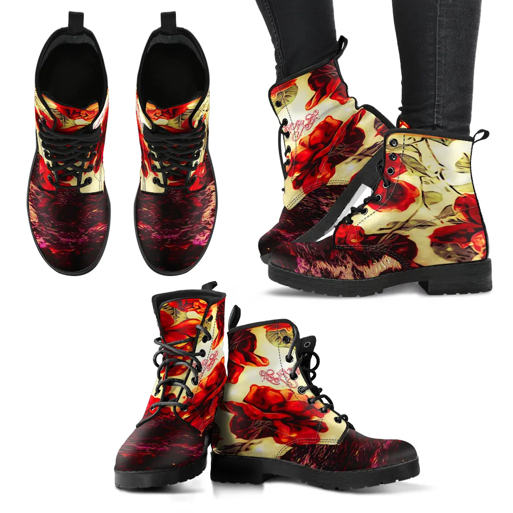 Floral Embosses: Roses 03 Leather Boots