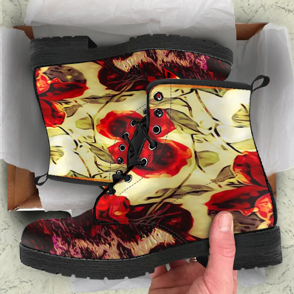 Floral Embosses: Roses 03 Leather Boots
