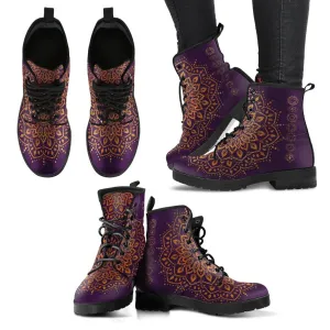 Gold Chakra Mandala Women's Leather Boots