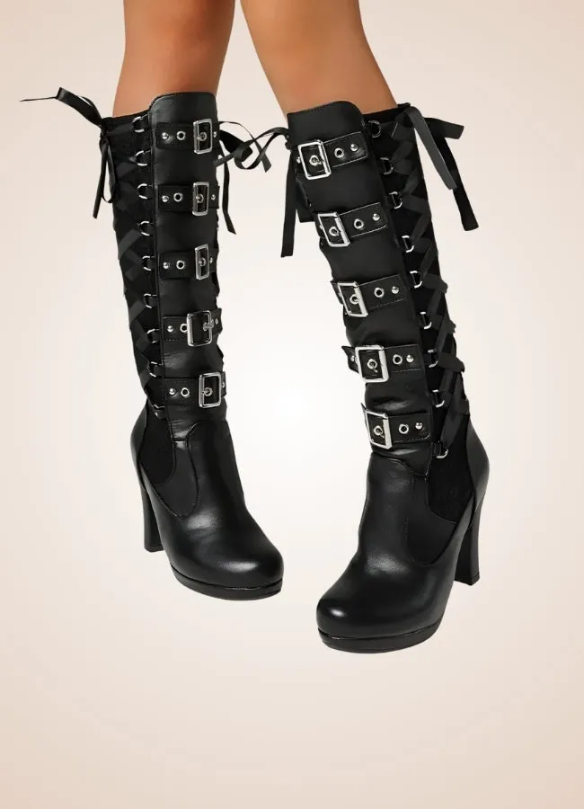 Gothic Belt Buckle Boots