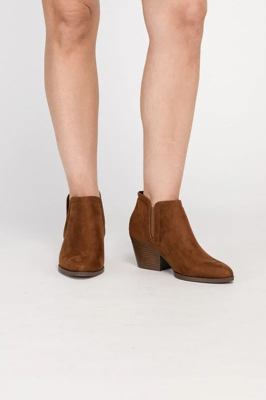 GWEN Brown Faux Suede Ankle Boots