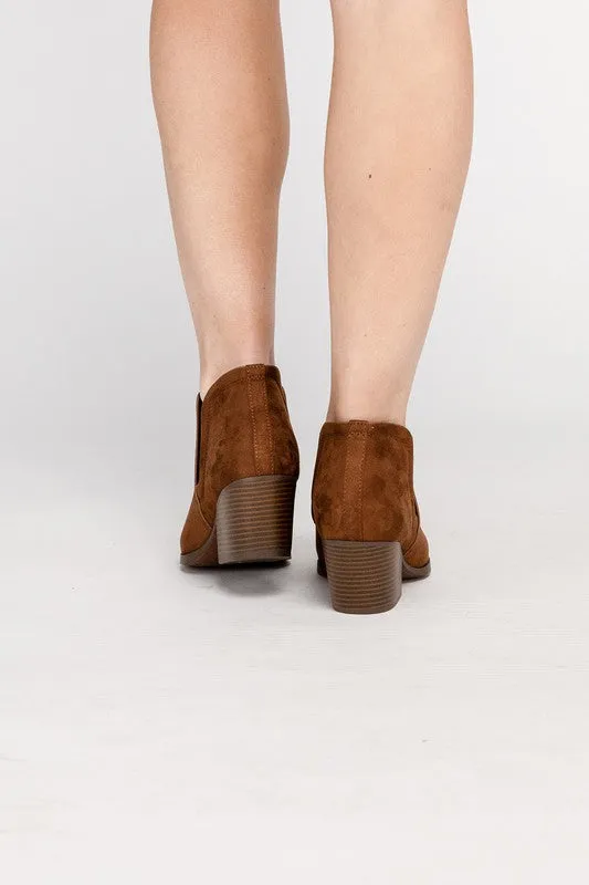 GWEN Brown Faux Suede Ankle Boots