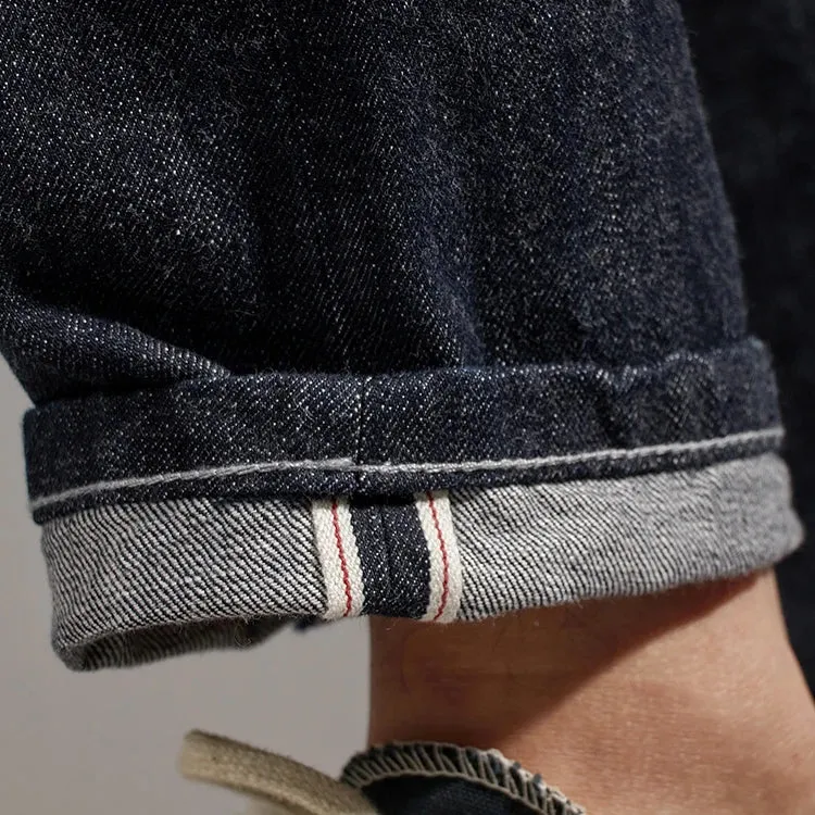 Heavyweight Washed Denim Jeans - Men's Fashion 100% Cotton Casual Tapered Pants