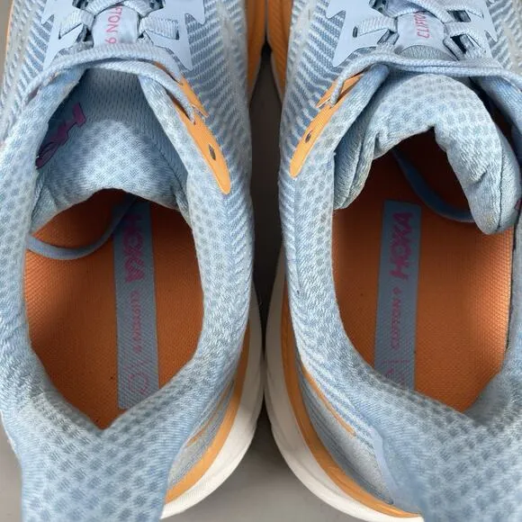 Hoka One One Clifton 9 Women’s 11 B Blue Lace Up Athletic Sneakers Running Shoes