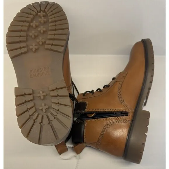 JONHSON &amp; MURPHY boots Patterson Brown genuine Leather Lace Up Boy's youth 4M