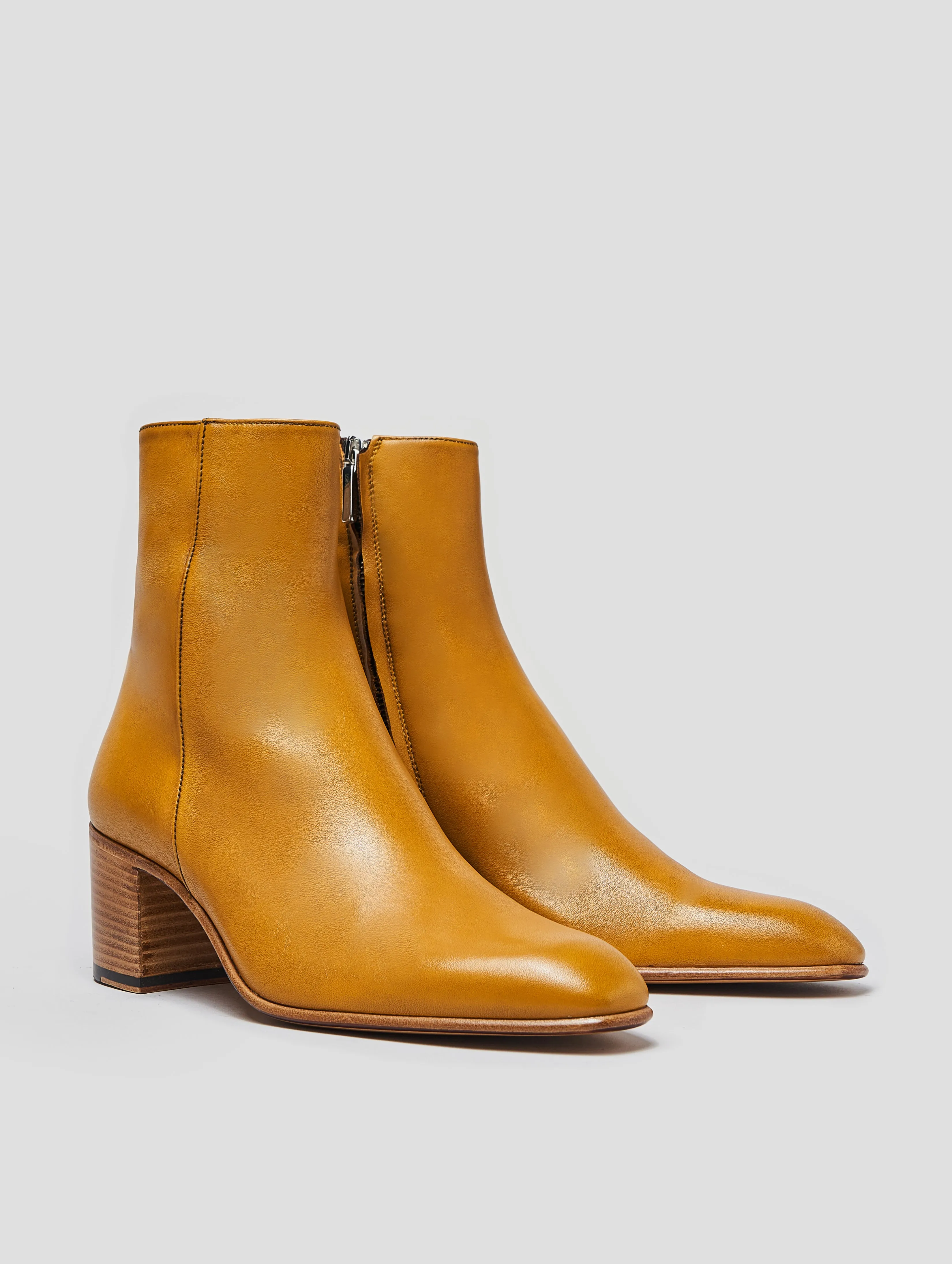 JUAN 60MM ANKLE BOOT IN MUSTARD CALFSKIN - Woman