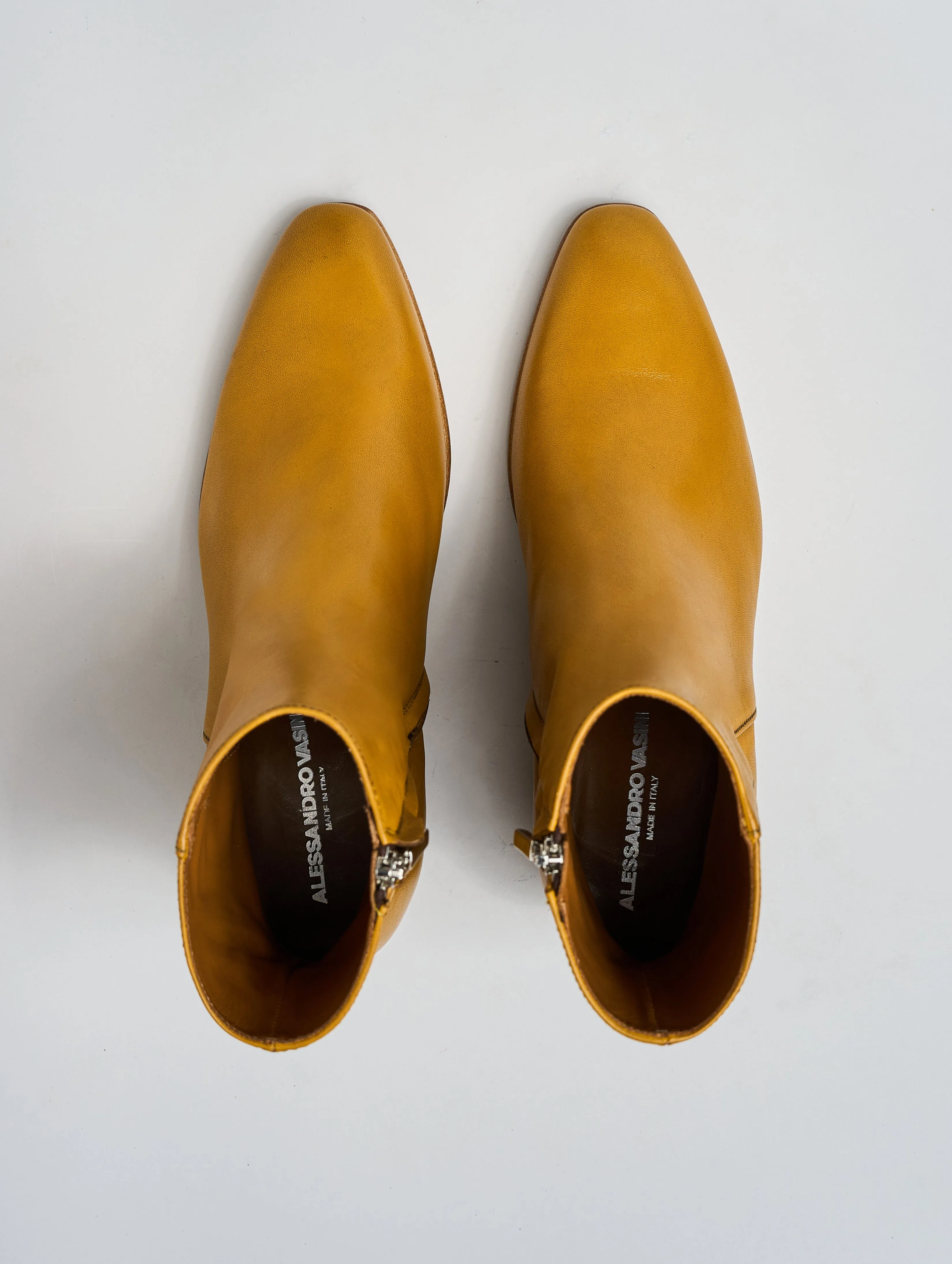 JUAN 60MM ANKLE BOOT IN MUSTARD CALFSKIN - Woman