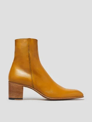 JUAN 60MM ANKLE BOOT IN MUSTARD CALFSKIN - Woman