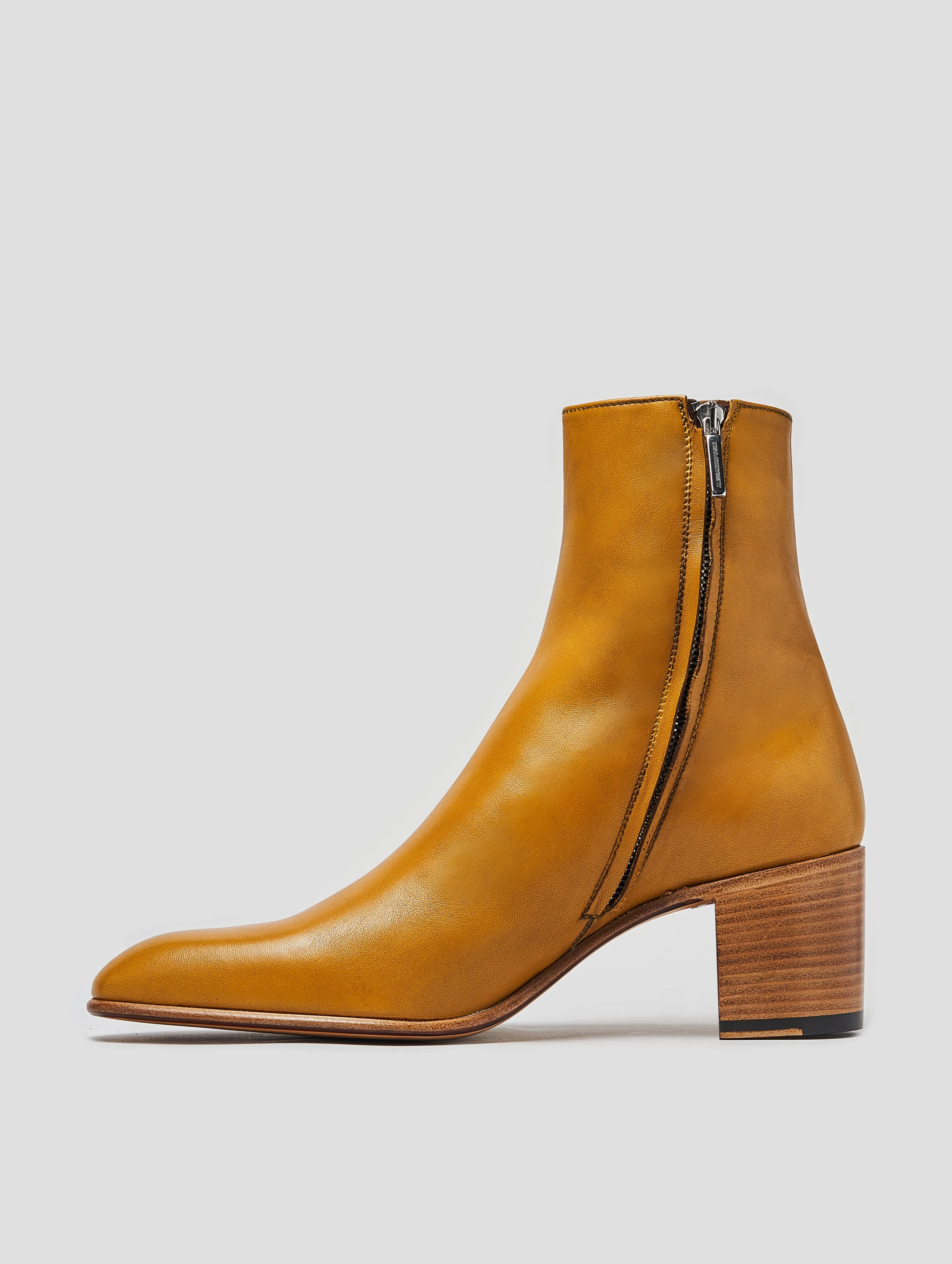 JUAN 60MM ANKLE BOOT IN MUSTARD CALFSKIN - Woman