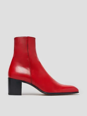 JUAN 60MM ANKLE BOOT IN RED CALFSKIN