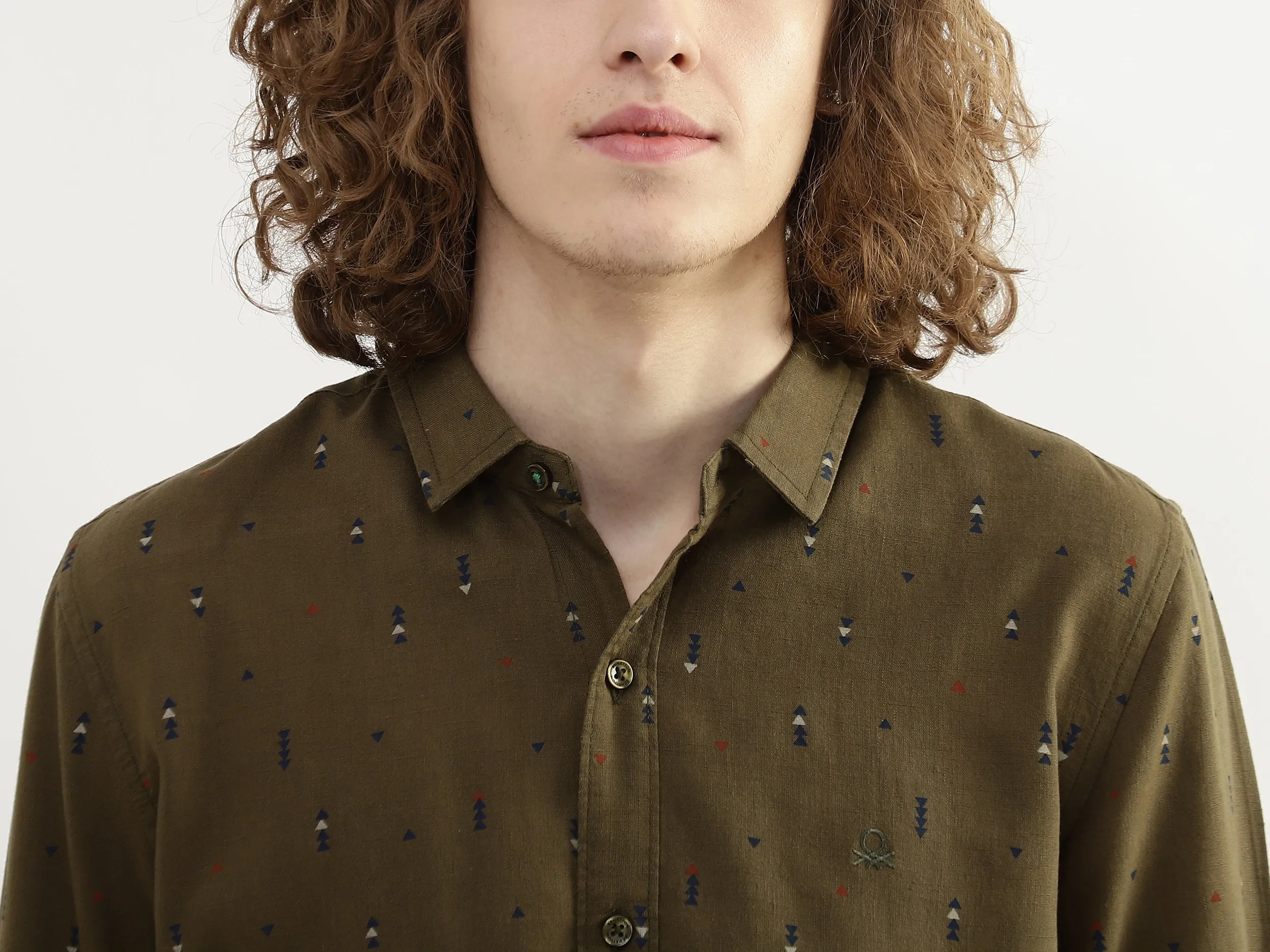Men Printed Spread Collar Shirt