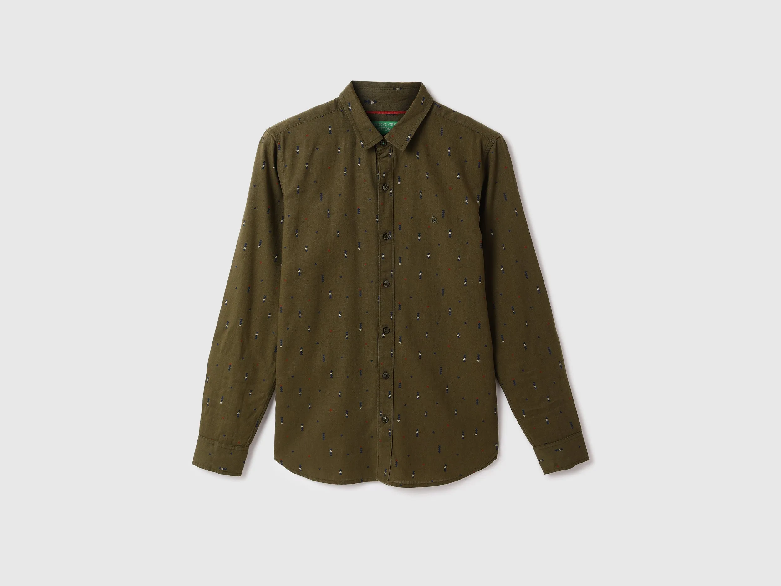 Men Printed Spread Collar Shirt