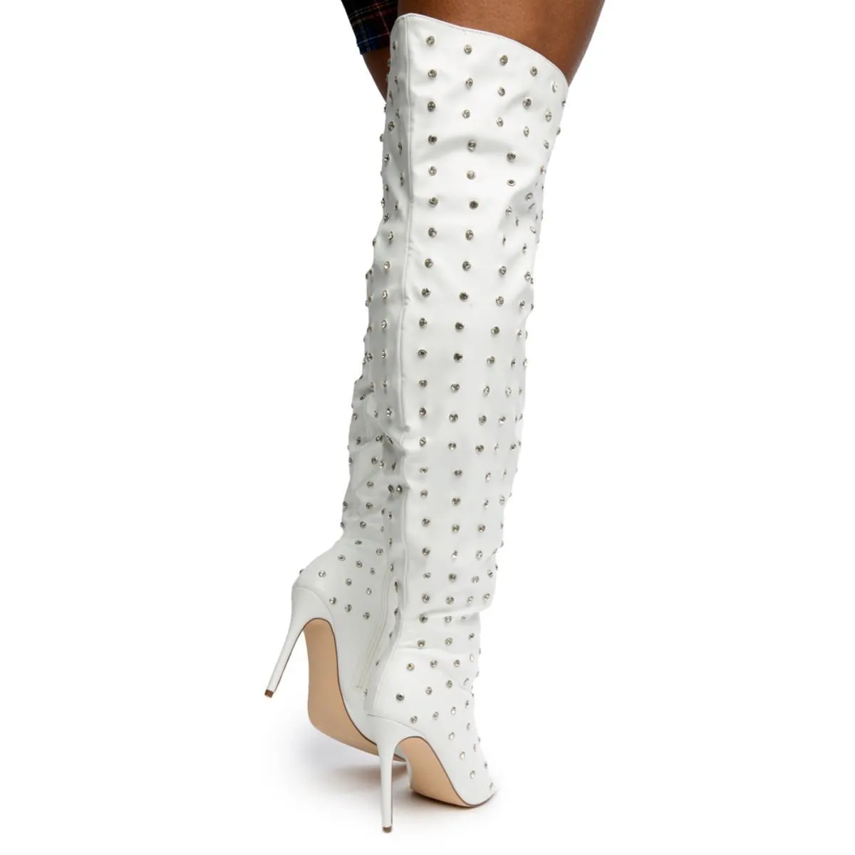 Muccia-1 All-Over Rhinestone Thigh High Boots