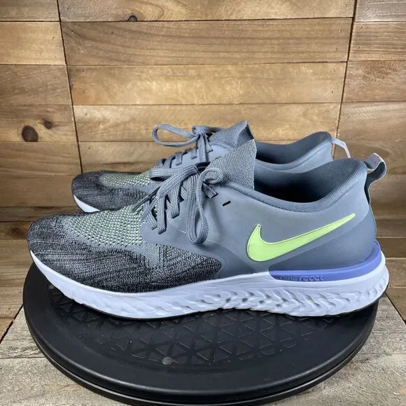 Nike Odyssey React 2 Flyknit Gray Men Size 8.5 Running Shoes Sneakers AH1015-401