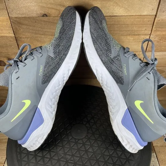 Nike Odyssey React 2 Flyknit Gray Men Size 8.5 Running Shoes Sneakers AH1015-401