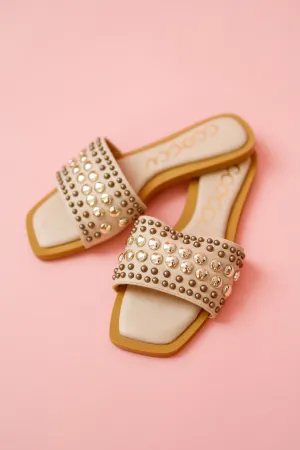 Nude Strap Studded Sandals