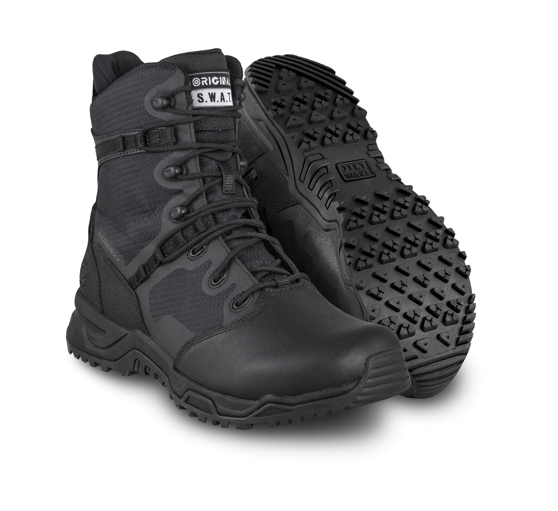 Original SWAT Alpha Fury 8" Side Zip Tactical Waterproof Men's Boot with Polishable Toe - Black
