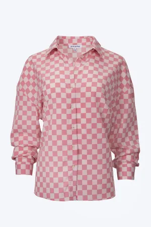 OVERSIZED CHECKERED-PRINT WOVEN SHIRT