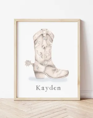 Personalized Cowboy Boot Print