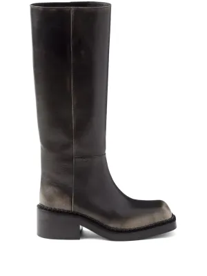 Prada aged effect 55mm leather boots