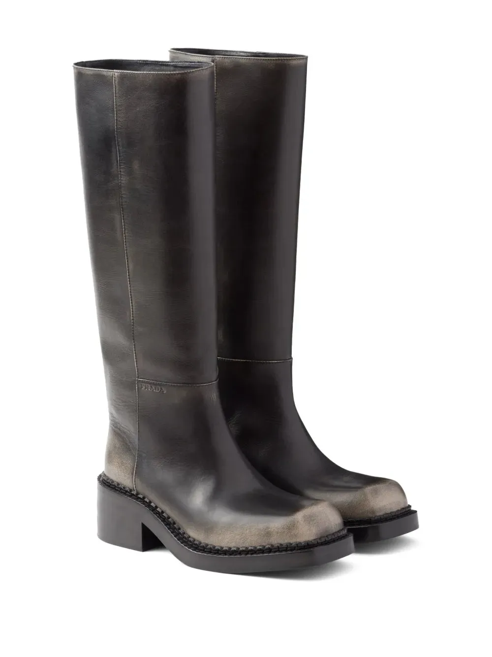 Prada aged effect 55mm leather boots