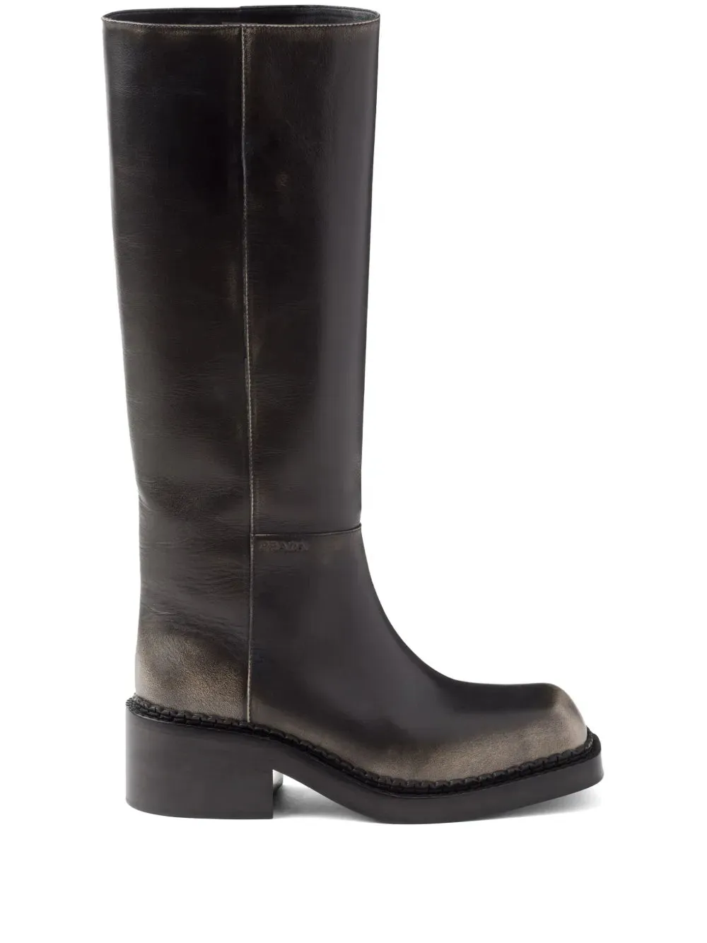 Prada aged effect 55mm leather boots