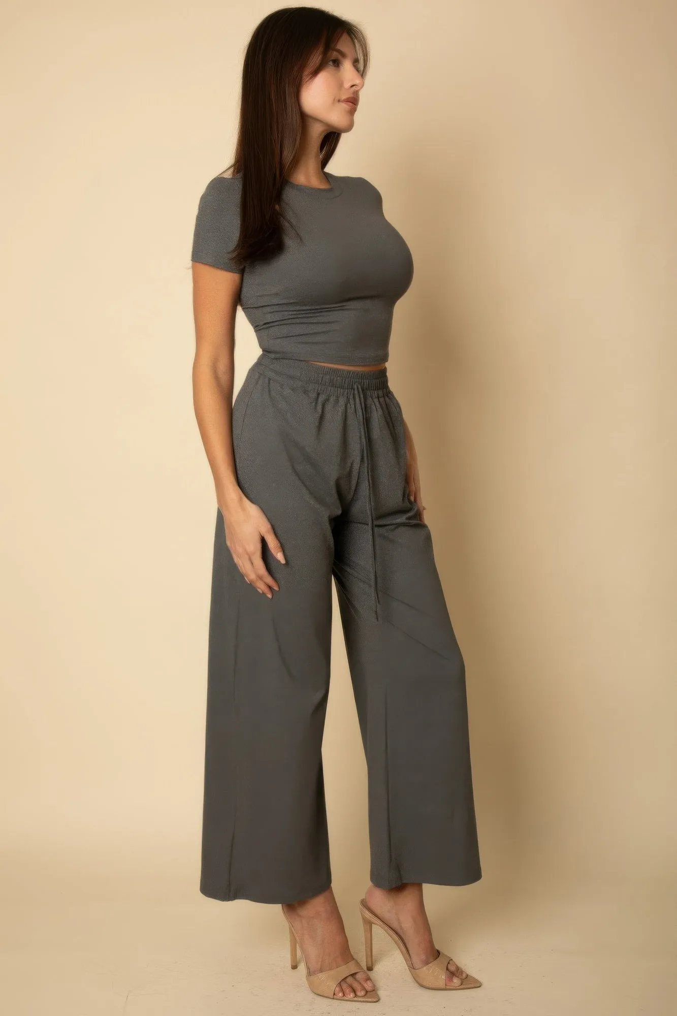 Relaxed Fit Top And Wide-leg Pants Set