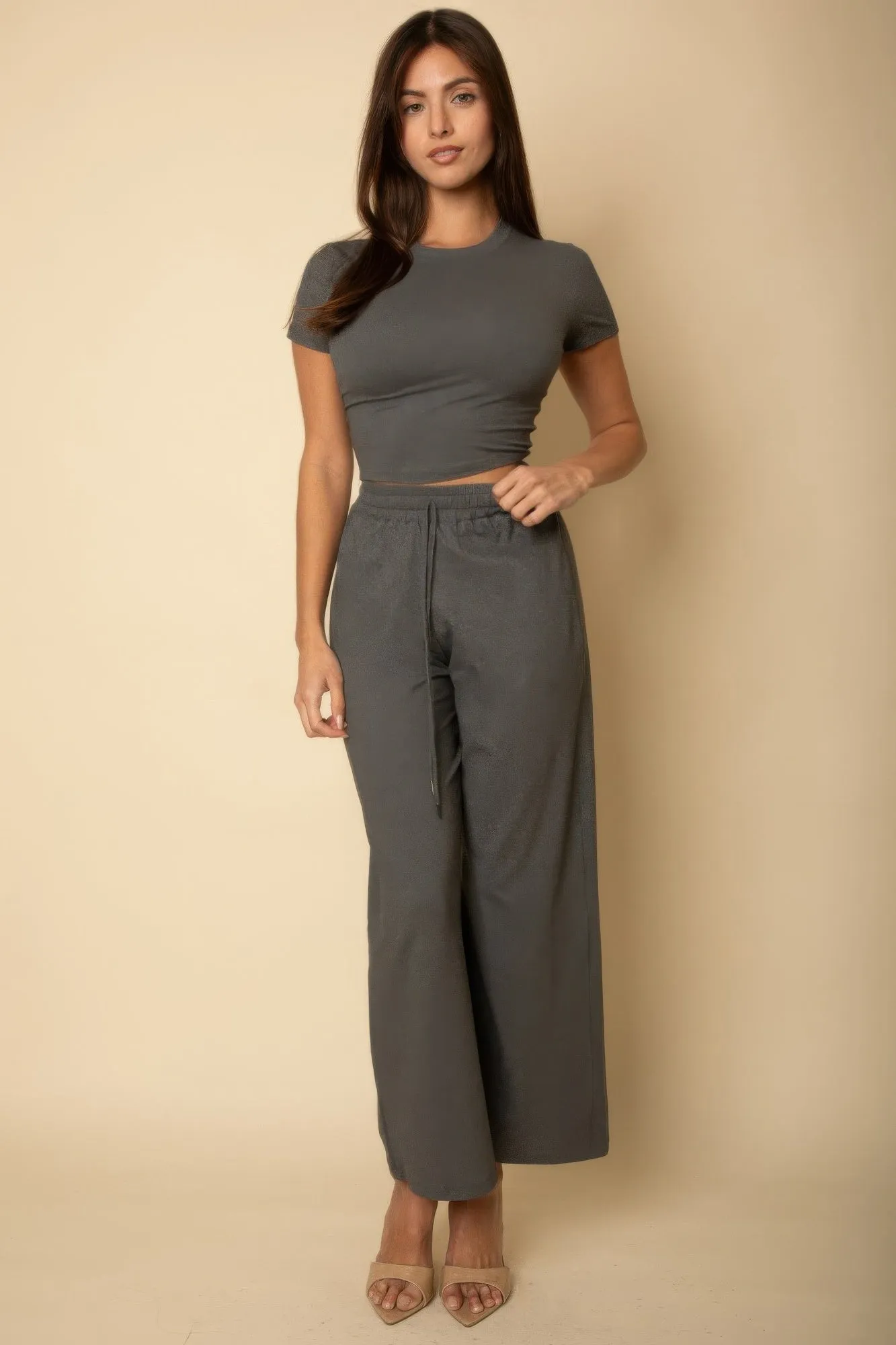 Relaxed Fit Top And Wide-leg Pants Set