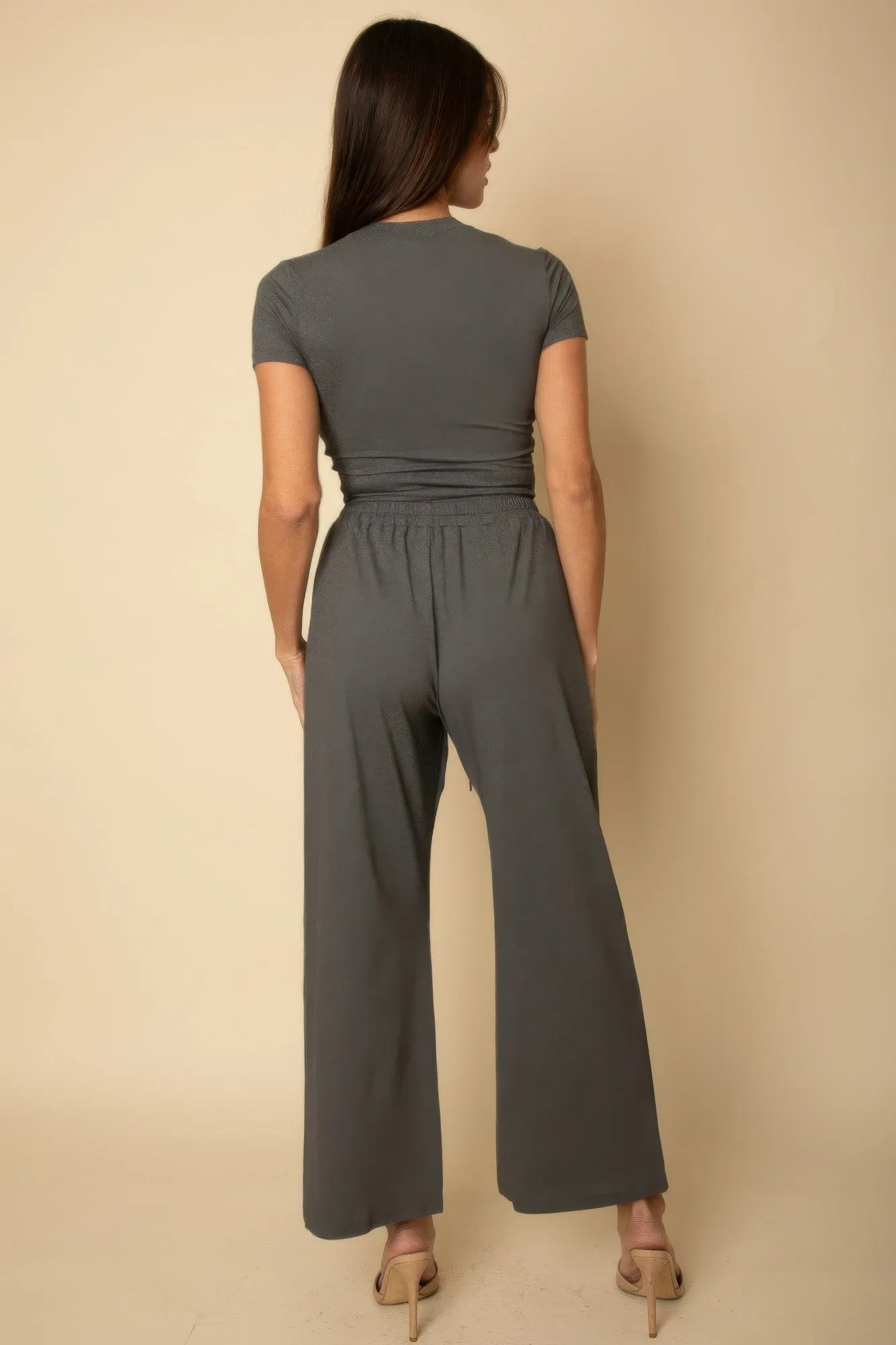 Relaxed Fit Top And Wide-leg Pants Set