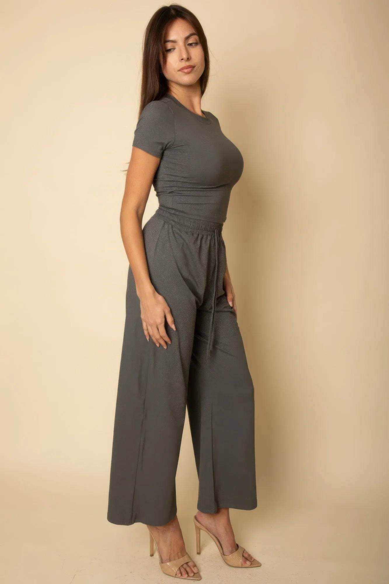 Relaxed Fit Top And Wide-leg Pants Set