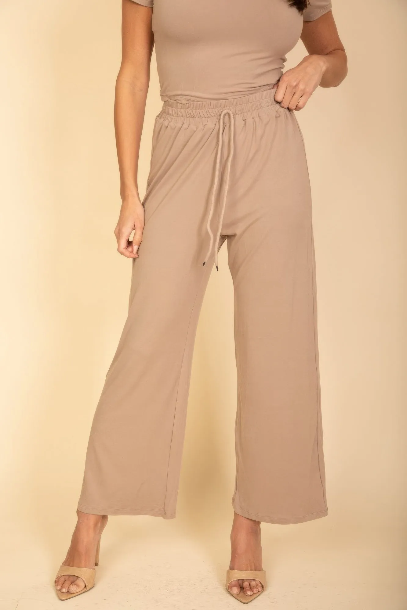 Relaxed Fit Top And Wide-leg Pants Set