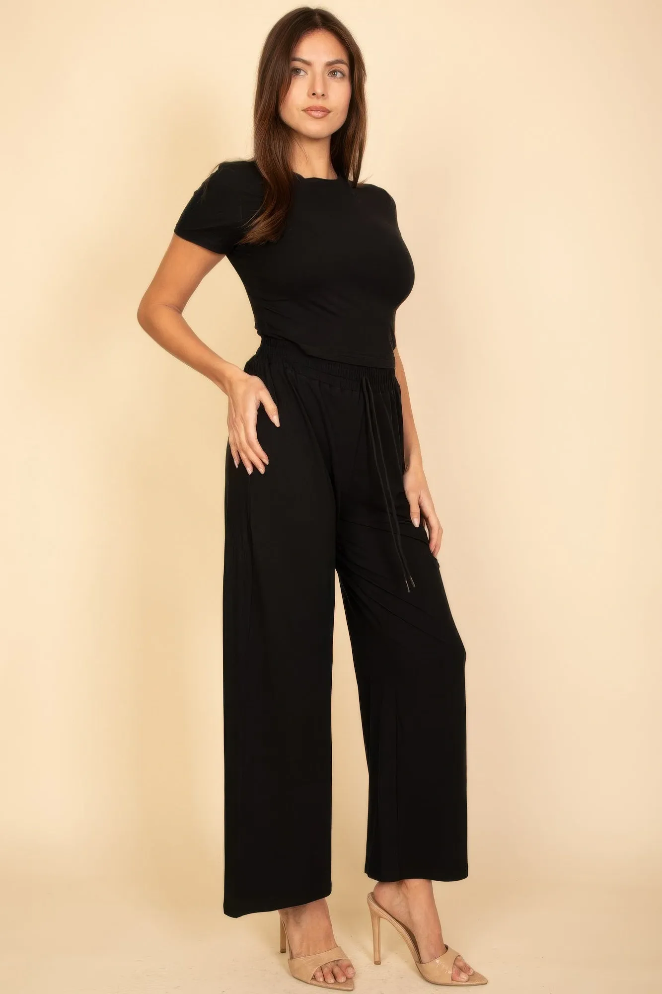 Relaxed Fit Top And Wide-leg Pants Set
