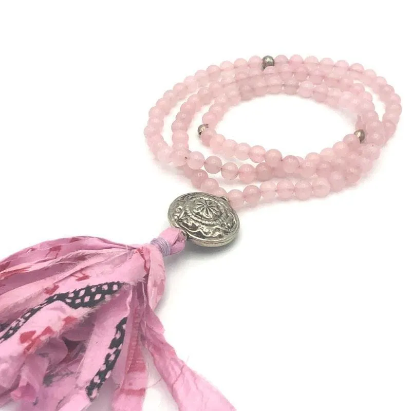 Rose Quartz Gemstone Mala Necklace