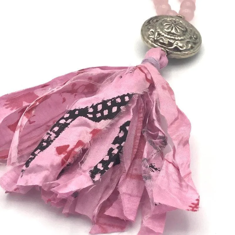 Rose Quartz Gemstone Mala Necklace