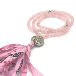 Rose Quartz Gemstone Mala Necklace