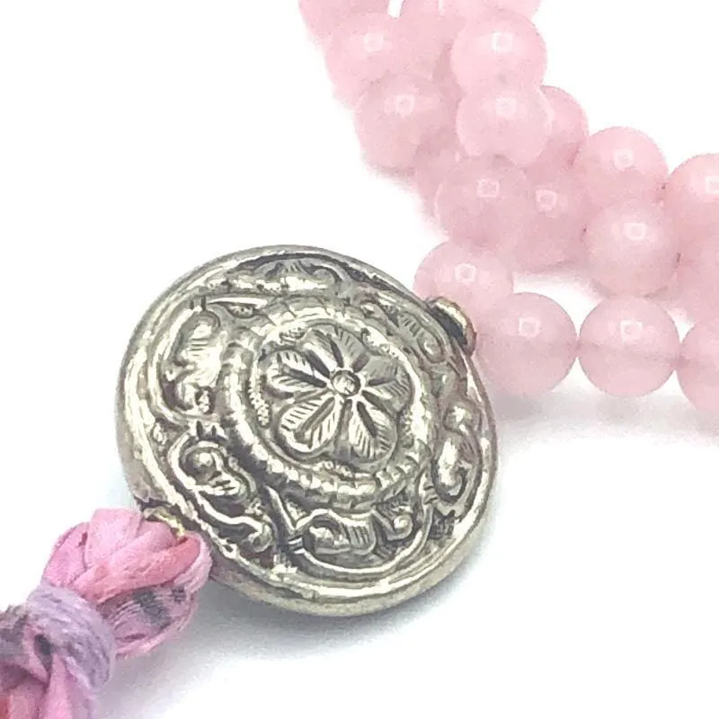 Rose Quartz Gemstone Mala Necklace