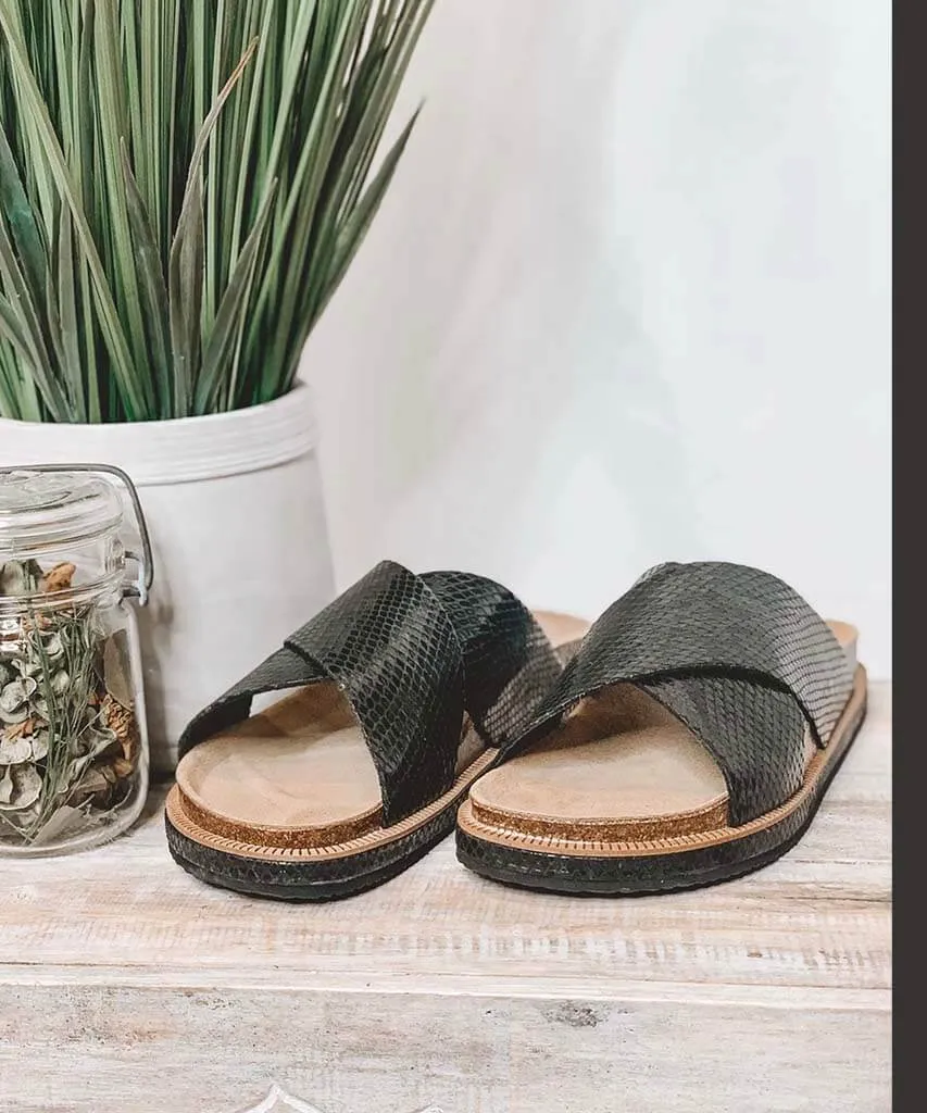 Sidelines Footbed Sandal Black Snake