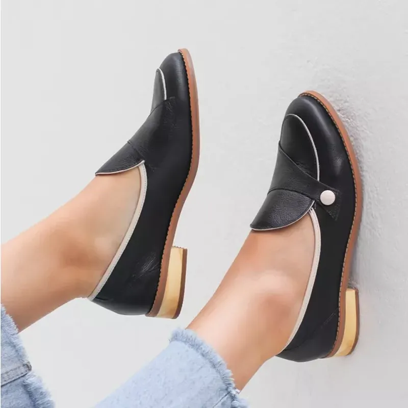 Slant Buckle Women's Leather Loafers