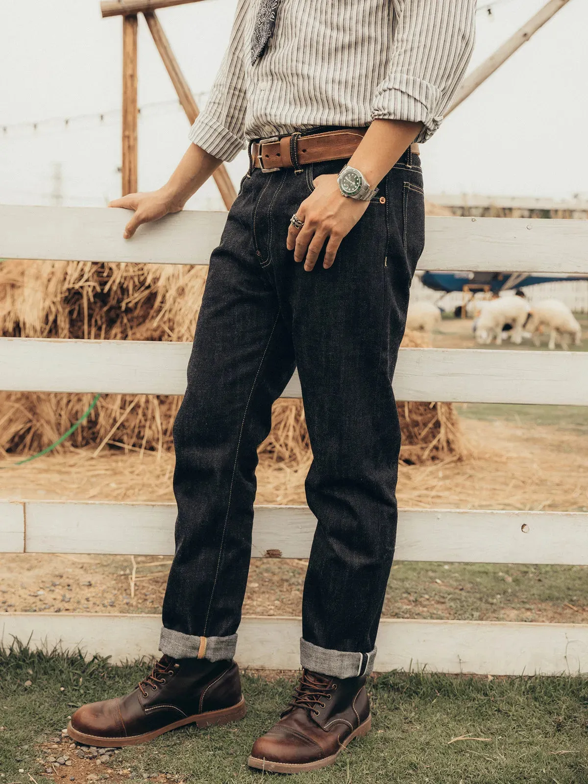 Slim Cut Selvedge Denim Jeans for Men - Straight Leg Pants