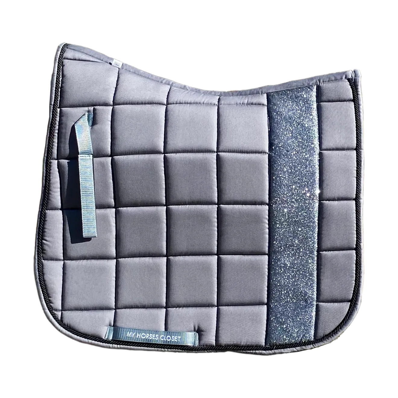 STRIPE Glitter Mesh Sparkly Dressage Saddle Pad Grey Chateau