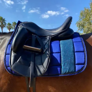 STRIPE Glitter Mesh Sparkly Dressage Saddle Pad Navy Blue