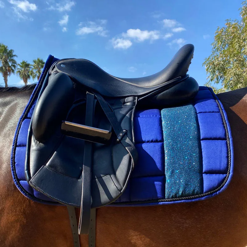 STRIPE Glitter Mesh Sparkly Dressage Saddle Pad Navy Blue