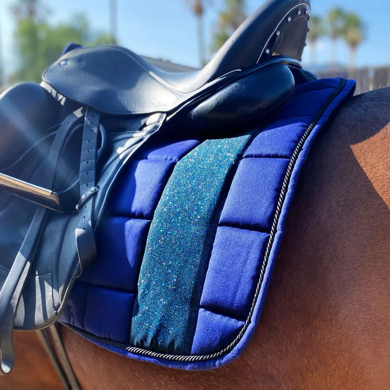 STRIPE Glitter Mesh Sparkly Dressage Saddle Pad Navy Blue
