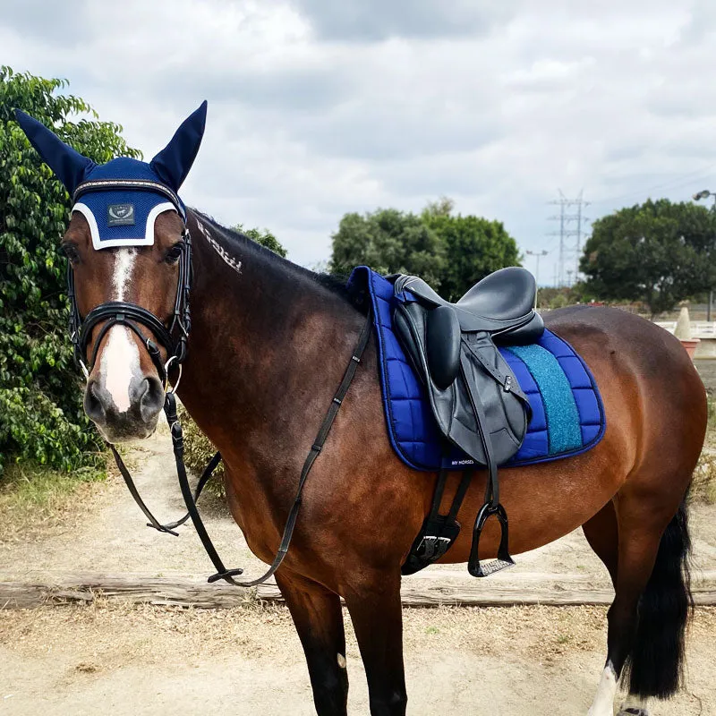 STRIPE Glitter Mesh Sparkly Dressage Saddle Pad Navy Blue