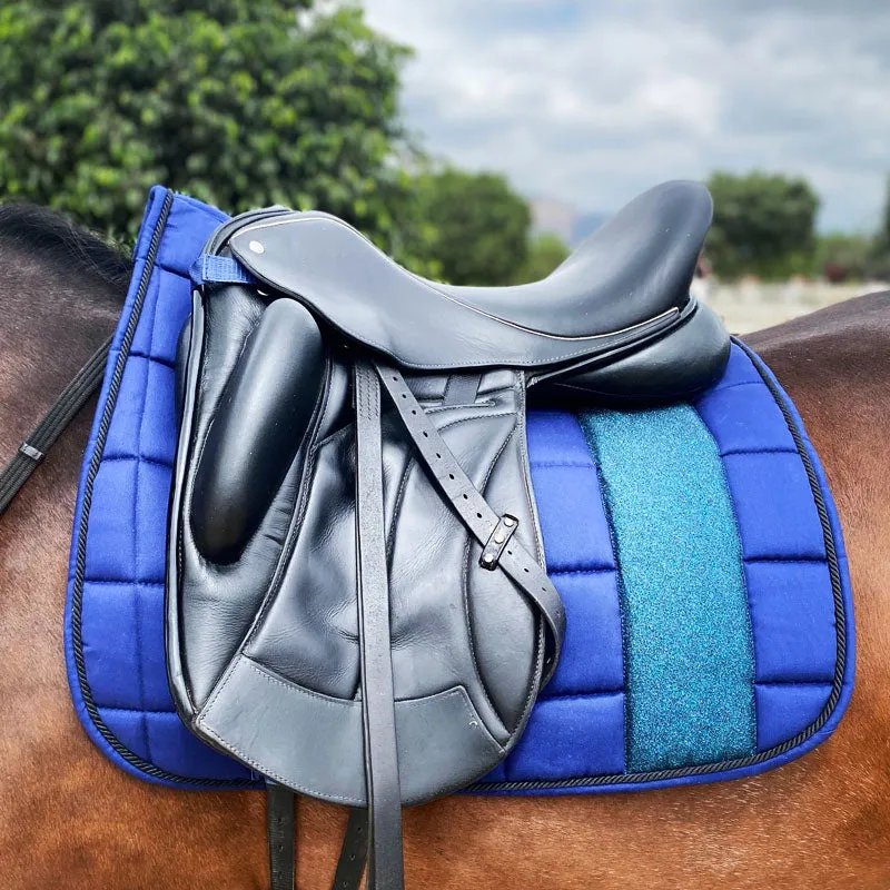 STRIPE Glitter Mesh Sparkly Dressage Saddle Pad Navy Blue
