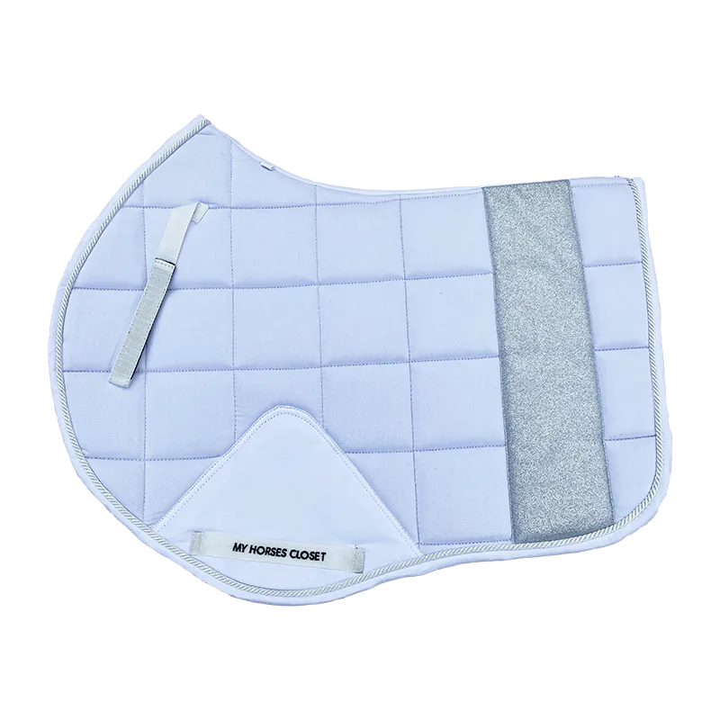 STRIPE Glitter Mesh Sparkly Jumping Saddle Pad White Silver