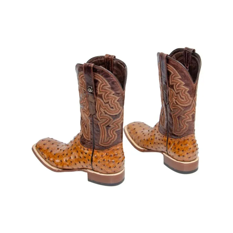 TANNER MARK MEN’S Ostrich Cognac Print Western Boots