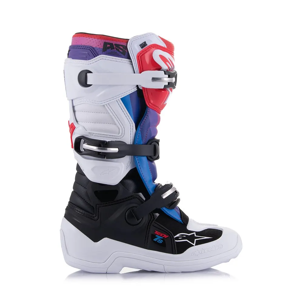 Tech-7S Youth MX Boots White/Black/Rainbow 5