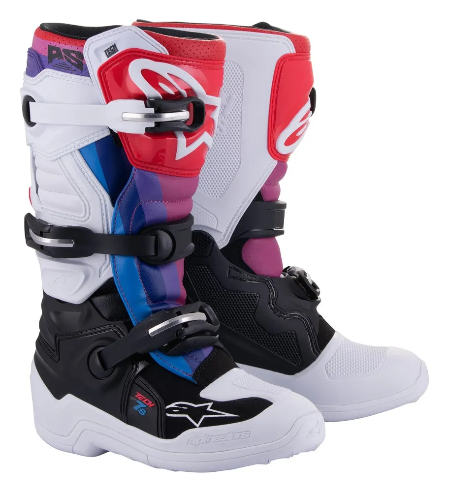 Tech-7S Youth MX Boots White/Black/Rainbow 5
