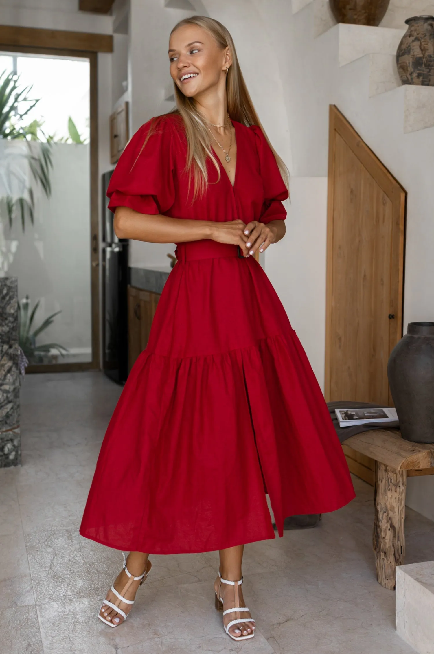 The Peony Dress – Hand-Loomed Linen Midi Dress
